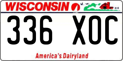WI license plate 336XOC
