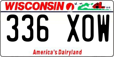 WI license plate 336XOW