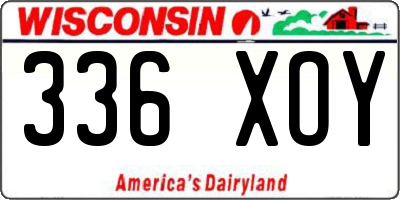 WI license plate 336XOY