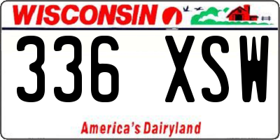 WI license plate 336XSW
