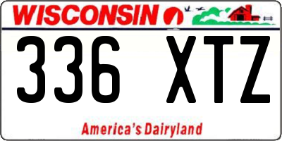 WI license plate 336XTZ