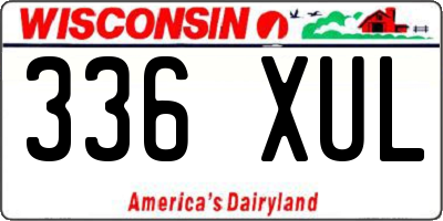 WI license plate 336XUL