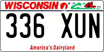 WI license plate 336XUN