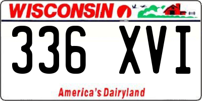 WI license plate 336XVI