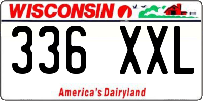 WI license plate 336XXL