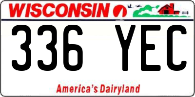WI license plate 336YEC