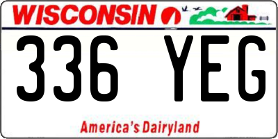 WI license plate 336YEG