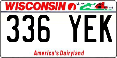 WI license plate 336YEK