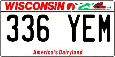 WI license plate 336YEM