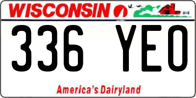 WI license plate 336YEO
