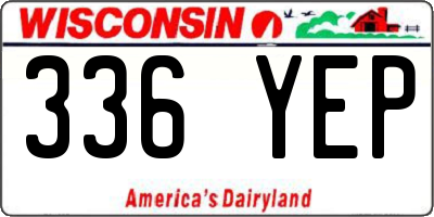 WI license plate 336YEP