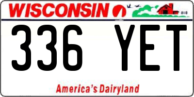 WI license plate 336YET