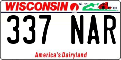 WI license plate 337NAR