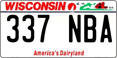 WI license plate 337NBA