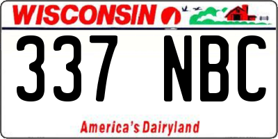 WI license plate 337NBC