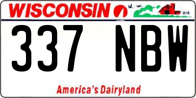WI license plate 337NBW