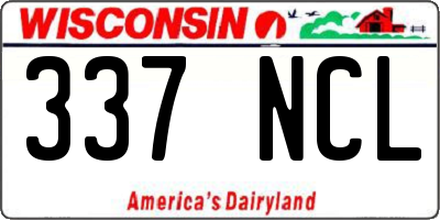 WI license plate 337NCL
