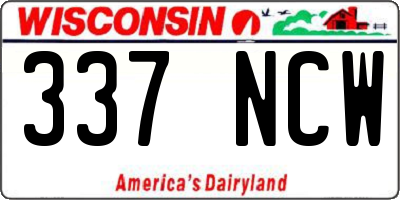 WI license plate 337NCW