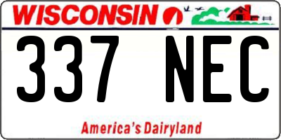WI license plate 337NEC