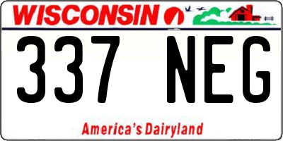WI license plate 337NEG