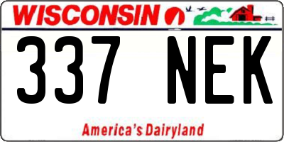 WI license plate 337NEK
