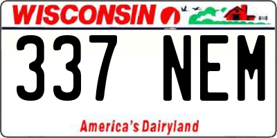 WI license plate 337NEM