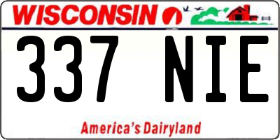 WI license plate 337NIE