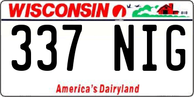 WI license plate 337NIG