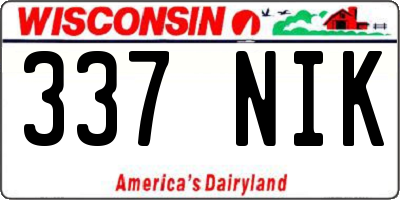 WI license plate 337NIK
