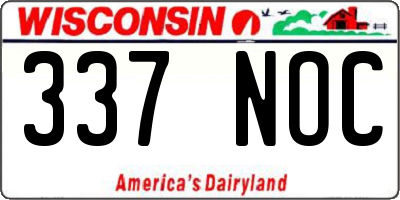 WI license plate 337NOC