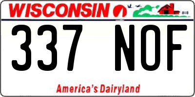 WI license plate 337NOF