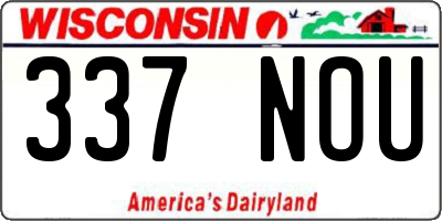 WI license plate 337NOU