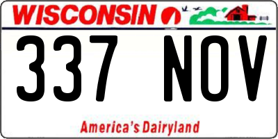 WI license plate 337NOV