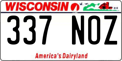WI license plate 337NOZ