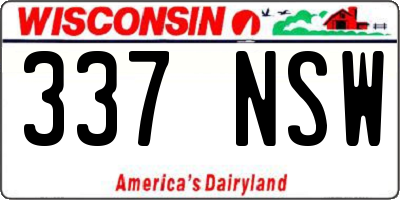 WI license plate 337NSW