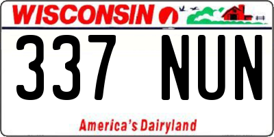 WI license plate 337NUN