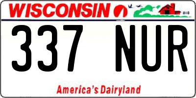 WI license plate 337NUR