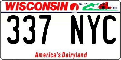 WI license plate 337NYC