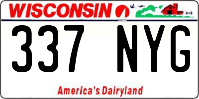 WI license plate 337NYG
