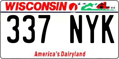 WI license plate 337NYK