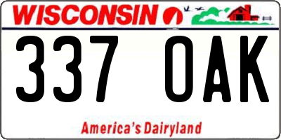 WI license plate 337OAK