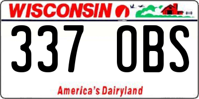 WI license plate 337OBS