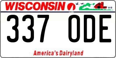 WI license plate 337ODE
