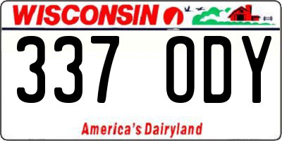 WI license plate 337ODY