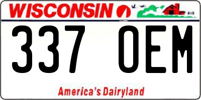 WI license plate 337OEM