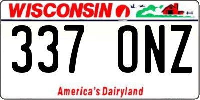WI license plate 337ONZ