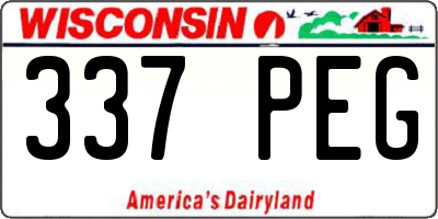 WI license plate 337PEG