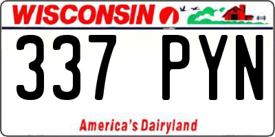 WI license plate 337PYN