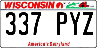 WI license plate 337PYZ