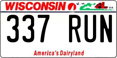 WI license plate 337RUN